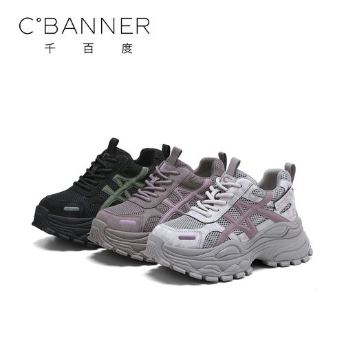 C.BANNER/千百度潮流休闲女2025新款松糕厚底运动风休闲老爹鞋主图