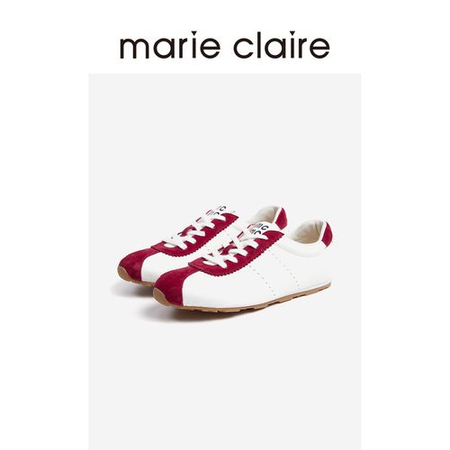MC女鞋撞色德训鞋2025年秋季新款浆果红女休闲鞋marieclaire女鞋主图