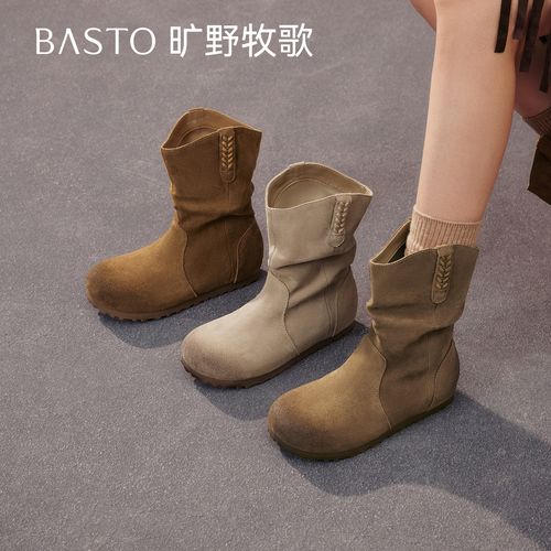 百思图2025冬季新款休闲靴时尚简约户外运动女中靴W0760DS5舒适主图