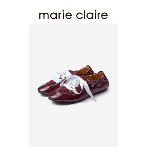 MC女鞋软面缎带德训鞋2025年秋铁锈红运动休闲鞋marieclaire女鞋主图