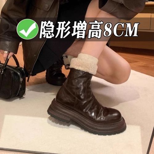 重生优选--冬季加绒靴子保暖雪地靴粗跟短靴女棉靴厚底主图