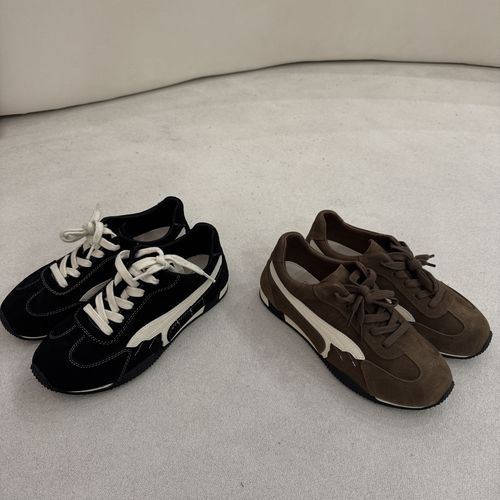 伟丽店4239款【复古厚底阿甘德训鞋】圆头德训鞋增高平跟时尚休闲鞋主图