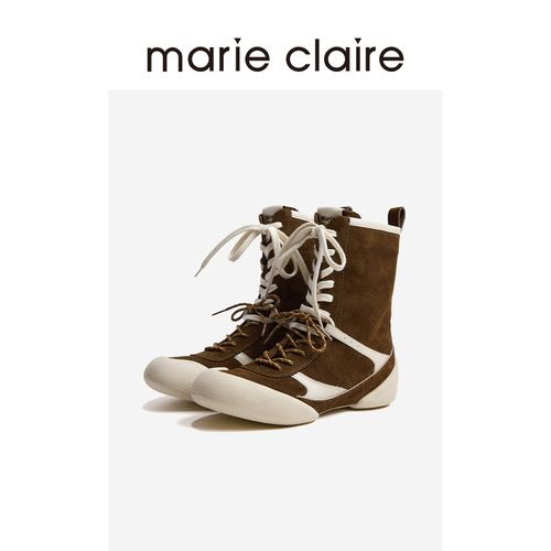 MC女鞋短筒靴子拳击靴2025年冬熔岩生巧棕女靴子marieclaire女鞋主图