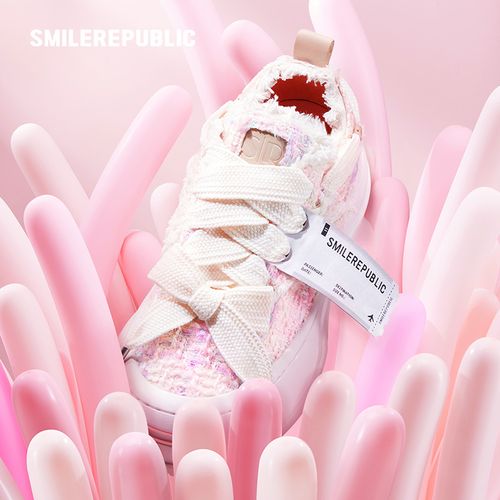 【马嘉祺同款】SMILEREPUBLIC星轨乐园 蓝粉低帮可替换开口笑厚底鞋主图
