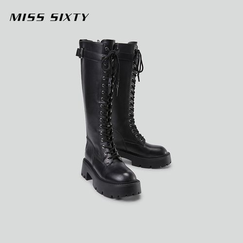 Miss Sixty靴子女厚底绑绳拉链复古欧美机车风高帮靴百搭主图