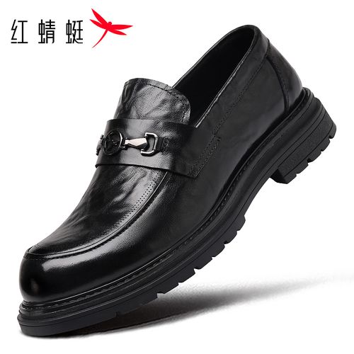 红蜻蜓男鞋新款鞋子一脚蹬男士休闲皮鞋男商务正装便士乐福鞋真皮主图