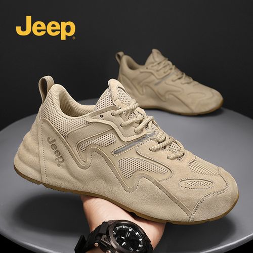 Jeep吉普真皮男鞋2025秋季新款时尚百搭品牌鞋透气耐磨防滑运动鞋主图