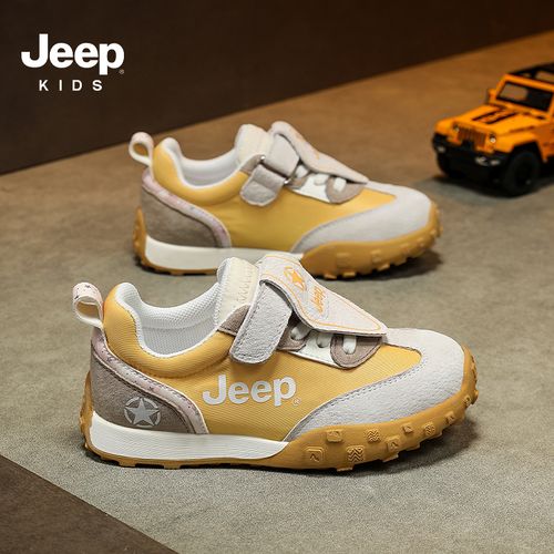 Jeep儿童德训鞋男童秋季新款户外软底运动鞋皮面休闲鞋女童轻跑鞋主图