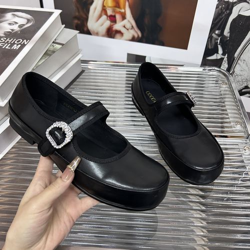 【COCO  LANXI】时尚百搭夏季黑色复古粗跟厚底圆头乐福鞋24LF681LX主图