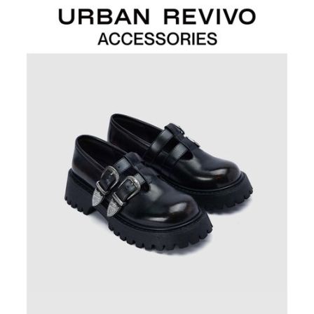 URBAN REVIVO2025秋季新款女士复古厚底玛丽珍单鞋UAYS50093