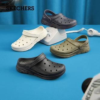 Skechers斯凯奇男款户外软底厚底增高凉鞋情侣舒爽透气洞洞鞋休闲