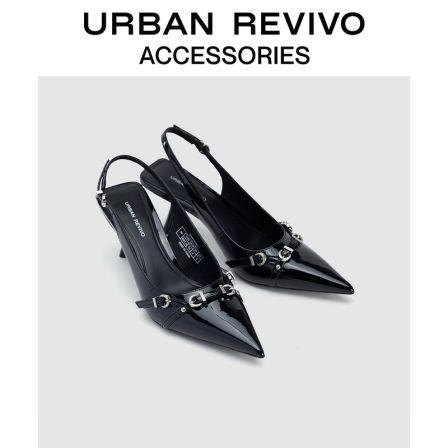 URBAN REVIVO2025春季新款女士金属饰小猫跟空鞋UAWS50024