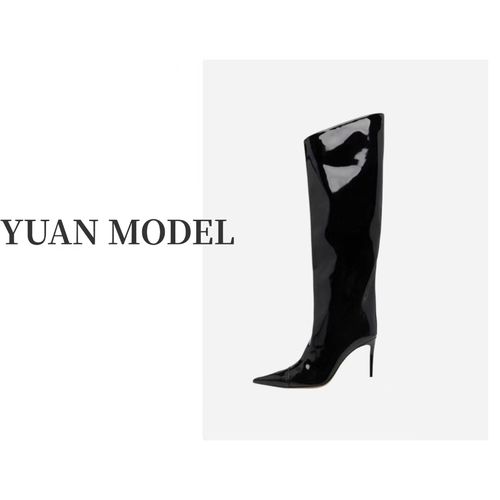 YUAN MODEL/媛老板-时装长筒靴气质黑色高跟鞋女鞋 082417主图