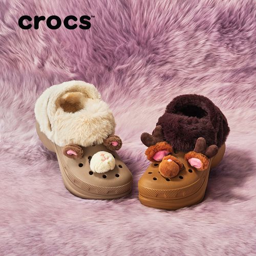 CROCS/卡骆驰小鲸鱼公仔暖棉流光风洞洞鞋厚底拖鞋花园鞋|211989主图