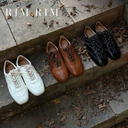 RIM RIM【松弛系列】复古德训鞋女鞋方头薄底休闲鞋塑型马皮鞋
