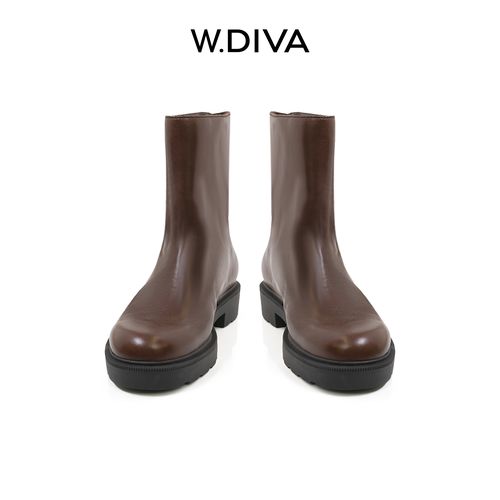 W.Diva【魏老板】水洗做旧牛皮后拉链复古短靴53X293032主图