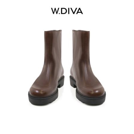 W.Diva【魏老板】水洗做旧牛皮后拉链复古短靴53X293032