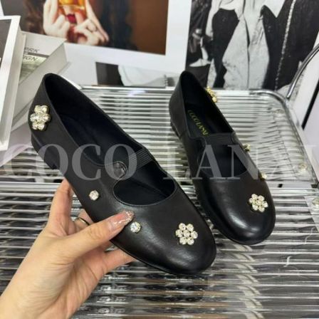【COCO  LANXI】时尚休闲百搭女士黑色软底圆头低跟小单鞋25DX045LX