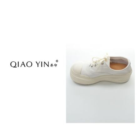 QIAO YIN“鞋子”系带纯色时尚休闲鞋厚底板鞋小白鞋圆头QY28192
