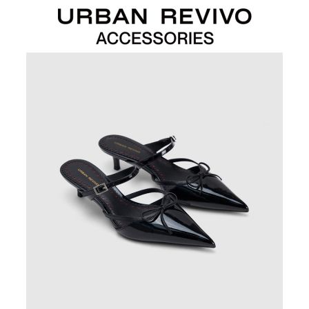 URBAN REVIVO2025秋季新款女士尖头蝴蝶结饰拖鞋UAWS50031