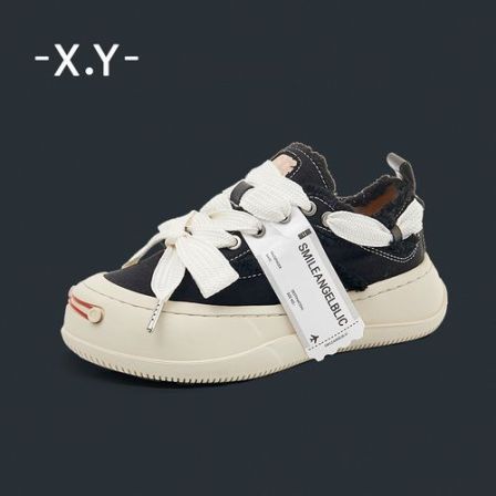 【XY 1991 】开口笑帆布鞋新款厚底开口笑休闲鞋复古板鞋男女