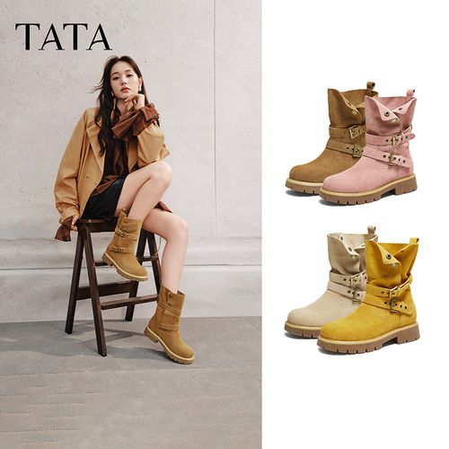 【TATA/他她】2025冬时尚百搭女休闲靴新款CF501DZ5主图