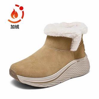 SKECHERS/斯凯奇冬季女鞋高帮短筒雪地休闲加绒面包鞋真皮百搭配