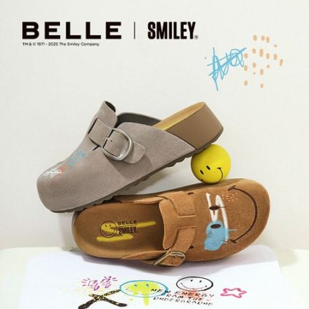【流浪吐司】百丽SMILEY联名涂鸦勃肯鞋男2025秋新厚底拖鞋A2241CT5