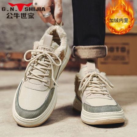 公牛世家2025男鞋冬季时尚防水小众一脚蹬休闲百搭增高软底板鞋男