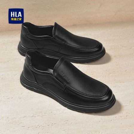 HLA/海澜之家男鞋新款秋季时尚经典免系带一脚蹬皮鞋百搭中年男士