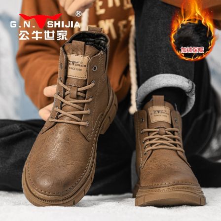 公牛世家马丁靴男款冬季休闲时尚高端工装靴户外防水防滑高帮皮靴