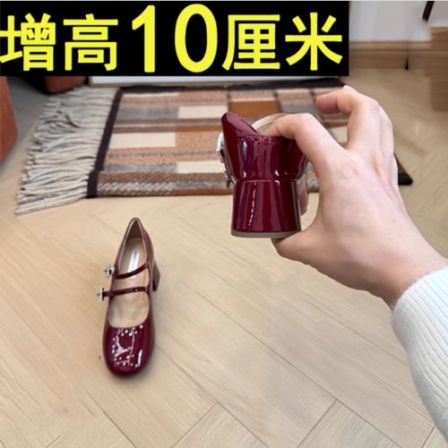 全羊真皮10cm玛丽珍单鞋女2025新款小个子内增高法式粗跟矮子乐软