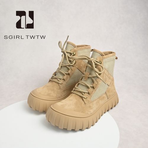SGIRL TWTW复古户外徒步登山鞋2025新款百搭厚底大头高帮鞋女短靴主图