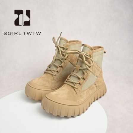 SGIRL TWTW复古户外徒步登山鞋2025新款百搭厚底大头高帮鞋女短靴
