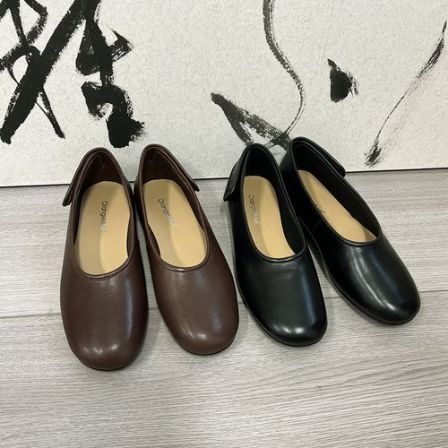 【橙庐】933-5羊皮圆头浅口平底单鞋 猪皮里羊皮垫舒适柔软时尚休闲