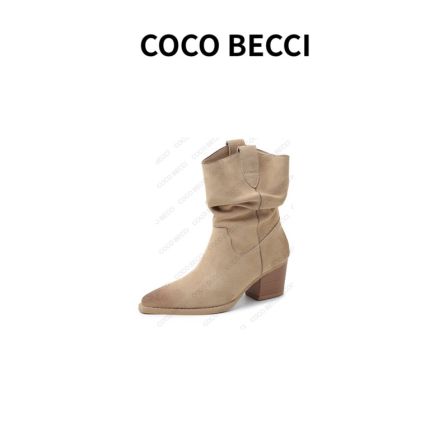 COCO BECCI 25秋新款气质百搭皱皱西部靴