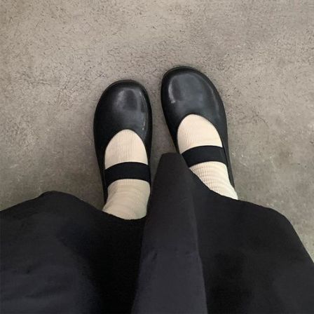 戈森定制黑色单鞋女平底法式复古软底奶奶鞋百搭真皮芭蕾玛丽珍鞋