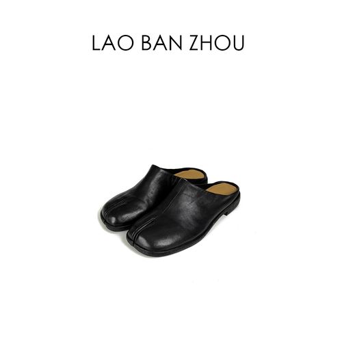 【老板周】复古风 设计款个性分趾包头一脚蹬半拖鞋主图