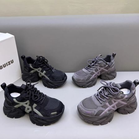 X欧洲站ins潮百搭拼色松糕厚底老爹鞋S866