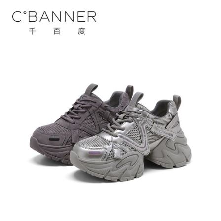 C.BANNER/千百度厚底休闲鞋2025新款潮流设计松糕运动时尚老爹鞋
