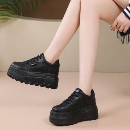 超高跟8cm时尚百搭平底小白鞋秋冬新款休闲女鞋小个子厚底运动鞋