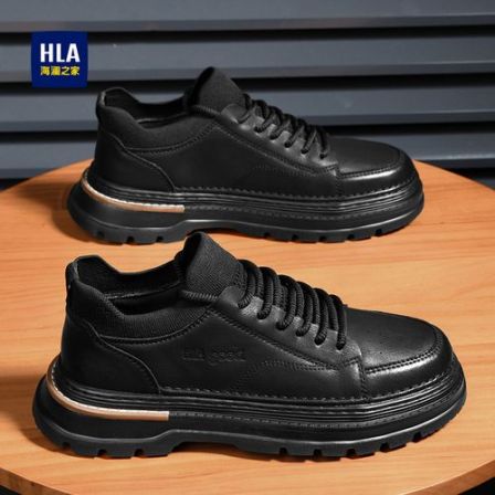 HLA/海澜之家秋季新款休闲男工装鞋保暖马丁靴低帮时尚潮鞋韩百搭