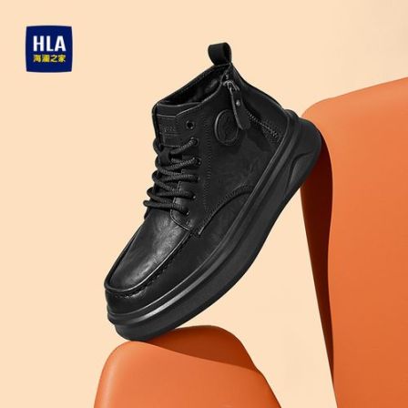 HLA/海澜之家男鞋新款秋季经典百搭休闲高帮靴子侧拉链耐磨马丁靴