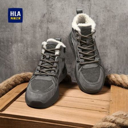 HLA/海澜之家雪地靴马丁靴男款加绒加厚保暖东北棉鞋新款户外男鞋