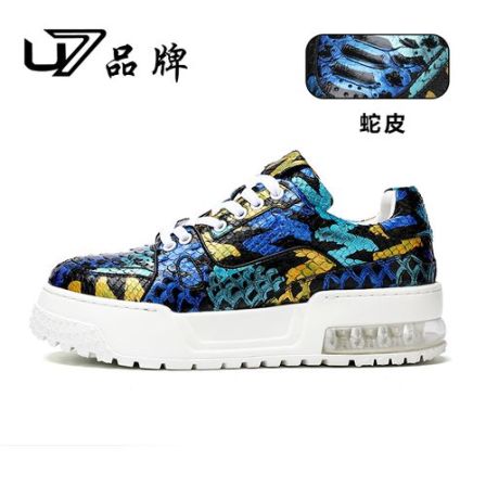 U7品牌男鞋 蛇皮 高端轻奢休闲鞋男士百搭厚底增高透气时尚板鞋
