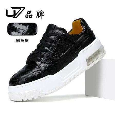 U7品牌男鞋  鳄鱼皮  2025真皮气垫软底休闲鞋小众设计感男士板鞋