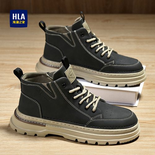 HLA/海澜之家男鞋时尚马丁靴秋季新款男士高级感中帮休闲工装靴主图