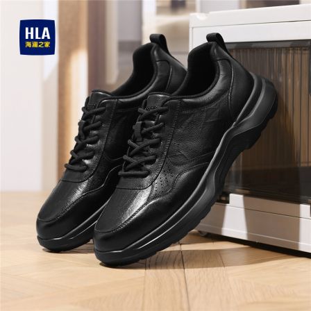HLA/海澜之家男鞋新款高档牛皮经典真皮商务皮鞋耐磨休闲运动鞋子