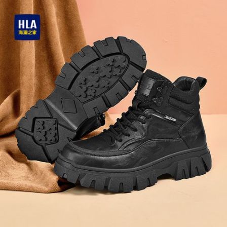 HLA/海澜之家男鞋新款秋季经典户外高帮工装靴耐磨厚底休闲马丁靴
