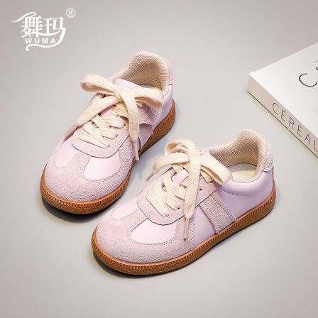 舞玛女童鞋儿童运动鞋2025新款春秋季软底德训鞋丑萌板鞋537111